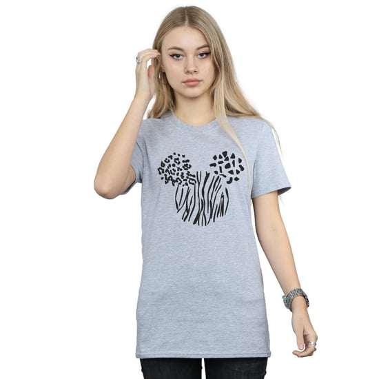 Disney Womens/Ladies Mickey Mouse Animal Cotton Boyfriend T-Shirt (Sports Grey)