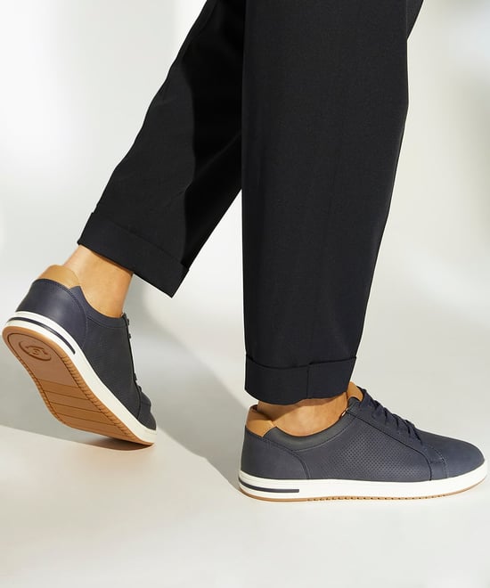 Dune Mens TEZZY Perforated Lace-Up Trainers Tezzy