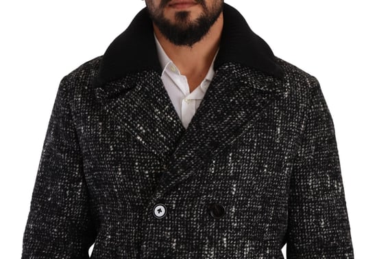 Dolce & Gabbana Svart Ull Dubbelknäppt Kappa Herrjacka - Image 4
