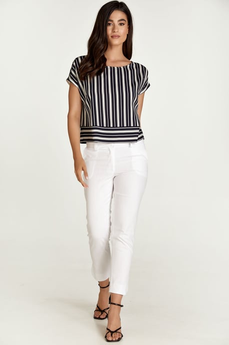 White Denim Style Cotton Pants