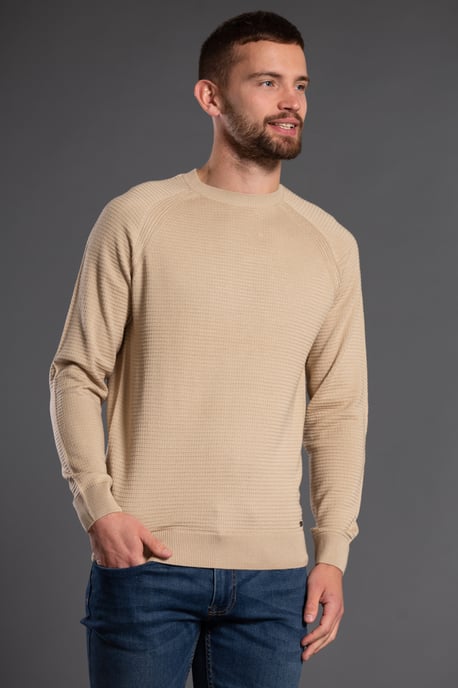 Stone Crew Neck Textured Jumper