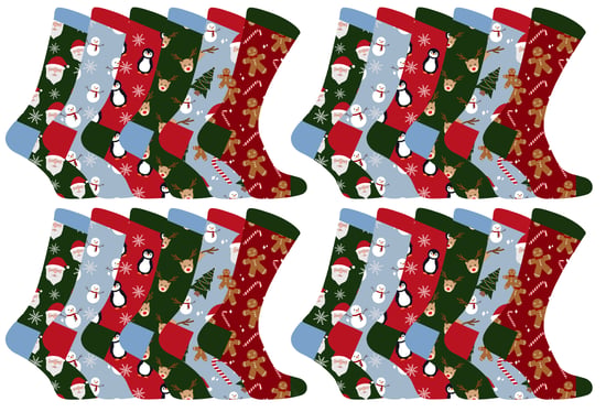 Kids Christmas Socks | Sock Snob | Novelty Fun Pattern Xmas Gift Socks for Boys & Girls - 24 Pack - Image 1