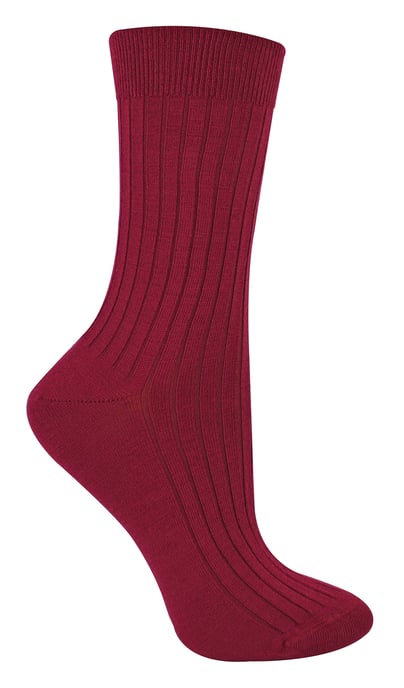 Womens Merino Wool Socks | Steven | Thick Outdoor Boot Socks for Ladies - Burgundy - Image 1