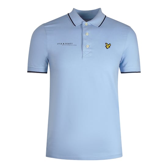 Lyle & Scott Co-Ordinates Print Tipped Collar Light Blue Polo Shirt