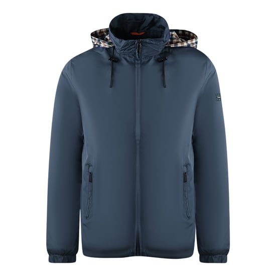 Aquascutum Enfärgad marinblå lättviktsjacka med huva - Image 1