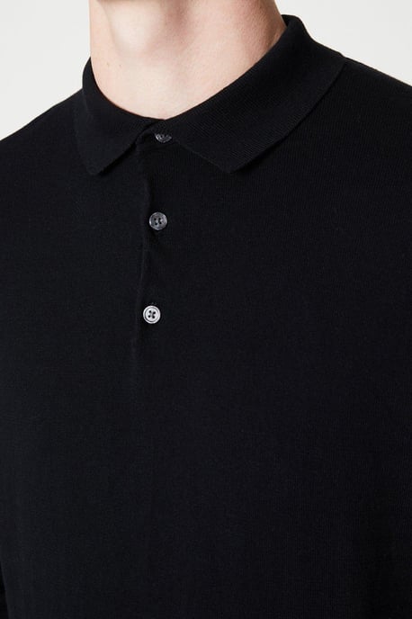 Cotton Rich Long Sleeve Knitted Polo