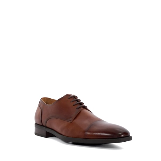 Dune Suffix Leren Heren Veterschoenen In Donkerbruin - Image 1
