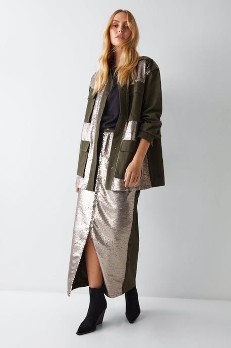 Sequin Twill Oversized Shacket