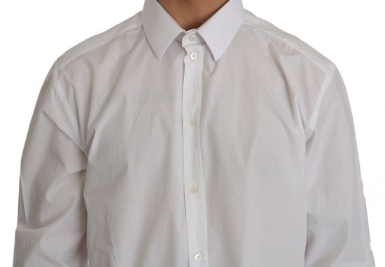 Dolce & Gabbana Witte 100% Katoenen Gouden Slim Dress Hemd voor Heren - Image 4