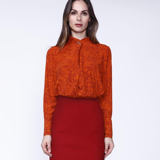Gekruiste kraagblouse met lineaire bloemenprint - Image 1