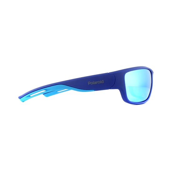 Polaroid Sport Wrap Mens Blue Blue Mirror Polarized Sunglasses