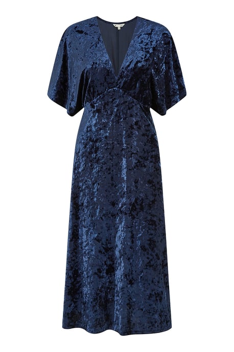 Navy Velvet Kimono Midi Dress