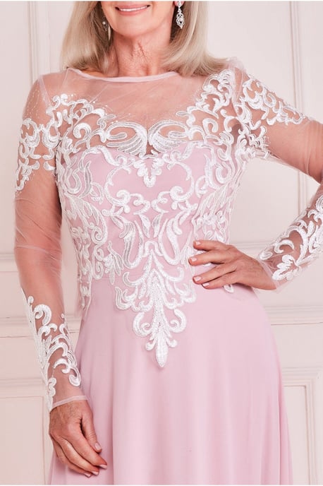 Mesh & Lace Embroidered Bodice Maxi