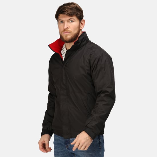 Regatta Mens Dover Waterproof Windproof Jacket (Black/Red)