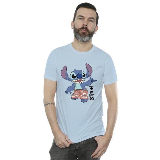 Disney Mens Lilo & Stitch Bermuda Shorts T-Shirt (Baby Blue)