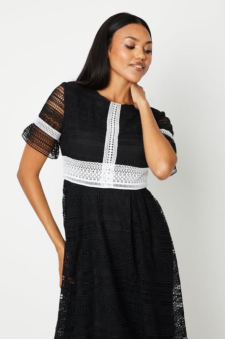 Lace Trim Detail Midi Dress - Image 2