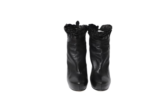 Alaia Ruffled Ankle Boots in Black Leather - Image 2