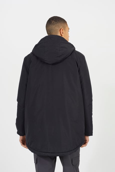 Black Lightly Padded Hooded Mac Jacket