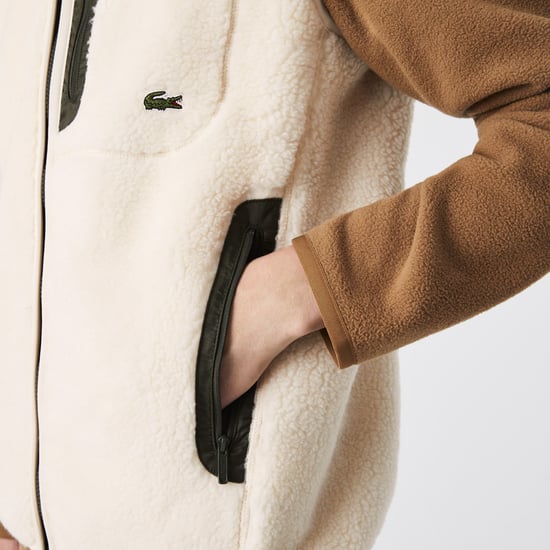 Men's Lacoste Sherpa Fleece Vest in Cream