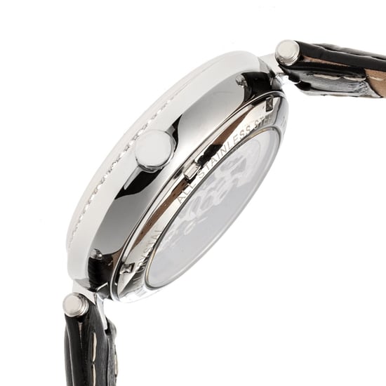 Empress Stella Automatic Semi-Skeleton MOP Leather-Band Watch