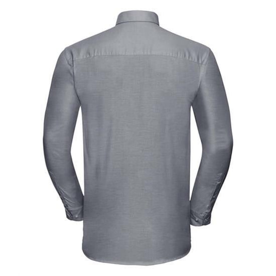 Russell Collection Mens Long Sleeve Easy Care Oxford Shirt (Silver Grey) - Image 2