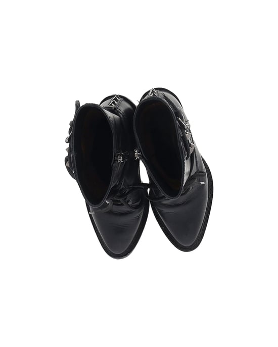 Valentino Garavani Rockstud Double-Buckle Heeled Boots in Black Leather - Image 6