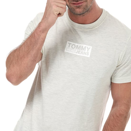 Men's Tommy Hilfiger Tonal Box Logo T-Shirt in White marl