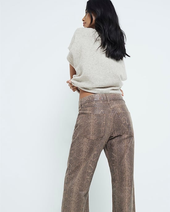 River Island Womens Straight Jeans Petite Snakeskin Relaxed