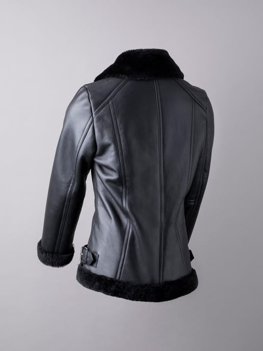 Linthwaite Sheepskin Aviator Jacket in Black