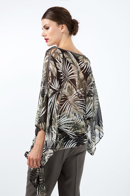 Print Chiffon Batwing Top