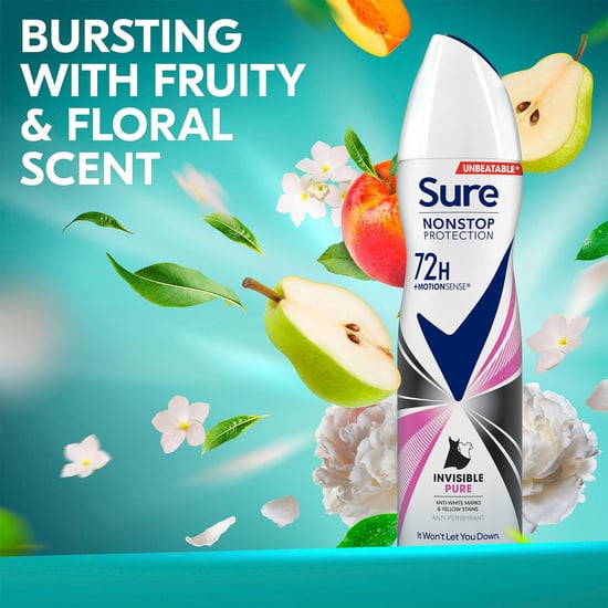 Sure Women Anti-Perspirant 72H Nonstop Protection Deo Invisible Pure 150ml, 6pk