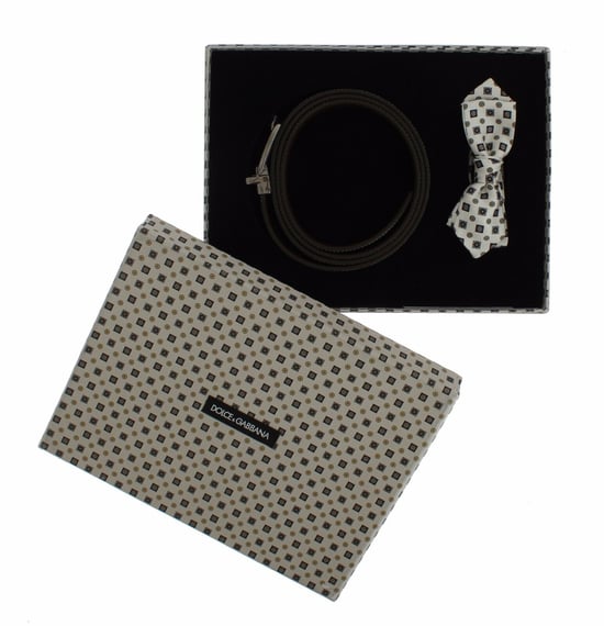 Dolce & Gabbana Wit Zijde Strik Leder Herenriem Geschenkverpakking - Image 2