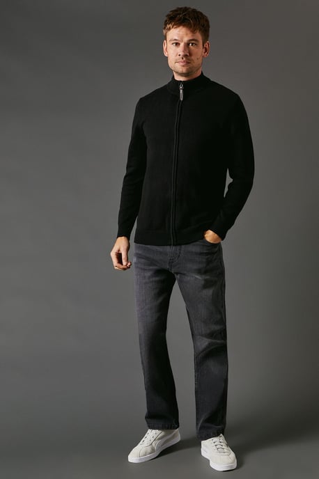 Washed Black Stretch Straight Leg Jeans