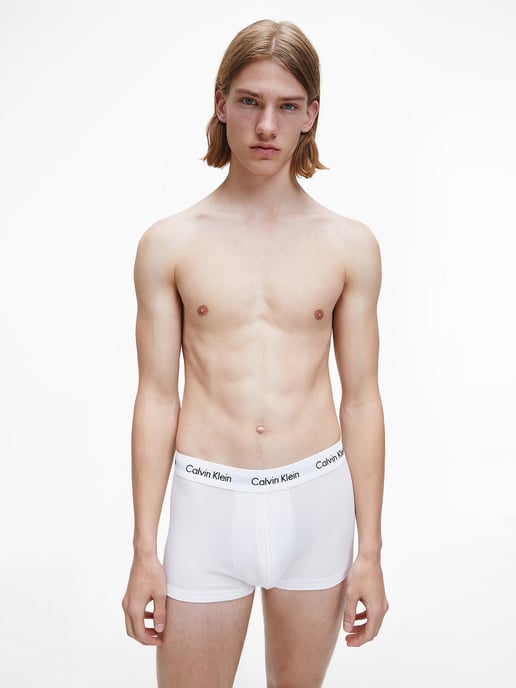 Calvin Klein 3 Pack Trunks - Mid Rise - Cotton Stretch, Black/White/Grey