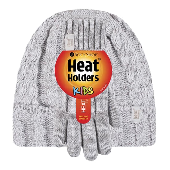 Heat Holders - Girls Cable Knitted Pompom Winter Hat and Gloves Set - Image 2
