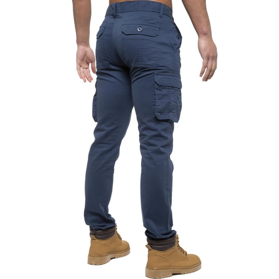 Enzo | Mens Cargo Trousers - Blue