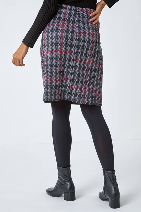 Houndstooth Stretch Pencil Skirt