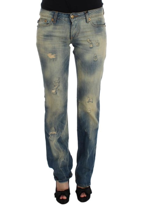 Cavalli Women's Blue Wash Cotton Slim Fit Bootcut Jeans - Image 1