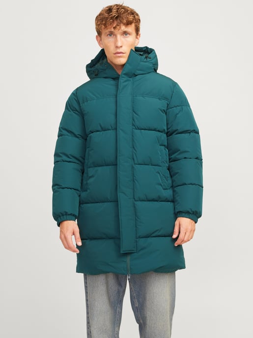 Jack & Jones Long Line Puffer Coat Padded Zip Fastened Hooded