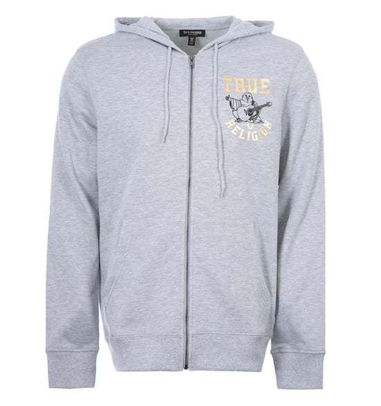 Men's True Religion Buddha 3 Star Zip Up Hoody in Grey - Image 1