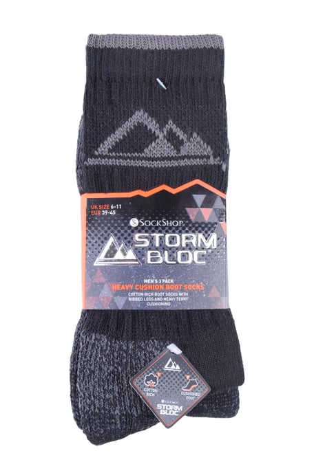 3 Pairs Mens Heavy Cushioned Breathable Outdoor Cotton Hiking Socks - Image 2