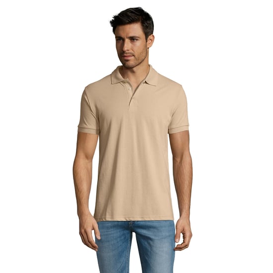 SOLs Mens Prime Pique Plain Short Sleeve Polo Shirt (Sand) - Image 4