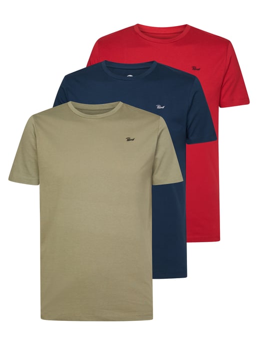 Petrol Industries - 3-pack T-shirts Heren - RedMelon/Petrol/LightArmy - Image 1