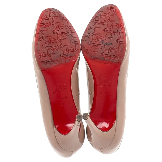 Christian Louboutin Dolly 85 Ronde Neus Pumps in Nude Hoogglans Leer - Image 6