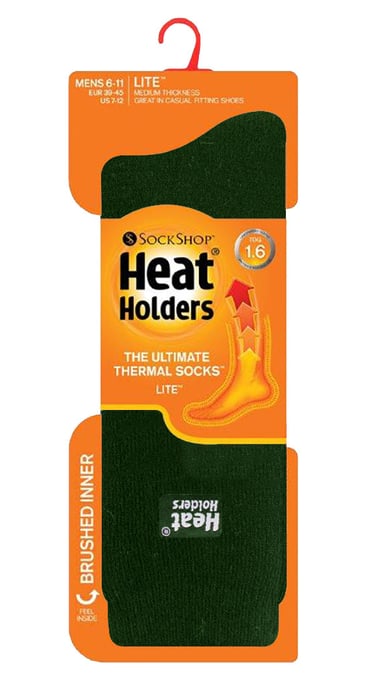 Heat Holders Lite - 3 par multipack isolerade termostrumpor för herrar för vintern | tunna och varma strumpor för klänning - Grön - Image 2