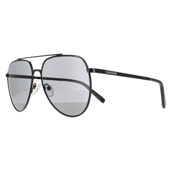 Calvin Klein Aviator Mens Shiny Black Solid Smoke CK20124S