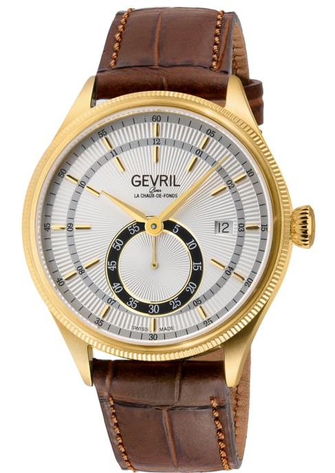 Gevril Empire Italian Brown Leather Swiss Automatic ETA 2895 Watch