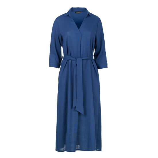 Blauwe Linnen Midi Jurk met Riem - Image 2