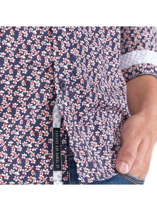 Le Temps Des Cerises Men's Shirt Floy mit rotem Blumenmuster - Image 4