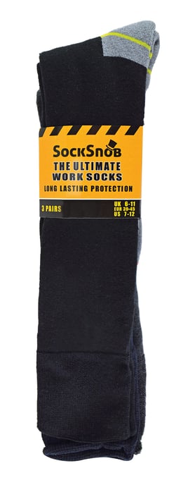 Sock Snob - 6-pack långa knähöga arbetsstrumpor för ståltåstövlar för herrar - Svart - Image 2